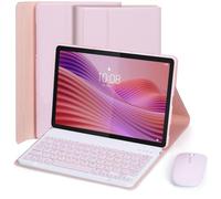 EHLCYS Custodia con Tastiera per Lenovo Tab 10.1 Pollici 2025 (TB-311FU/TB-311XU), QWERTY Tastiera Bluetooth Staccabile, Custodia A Libro Ultrasottile Multi-Angolo Con Mouse,Rosa