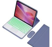 EHLCYS Custodia con Tastiera per Lenovo Tab 10.1 Pollici 2025 (TB-311FU/TB-311XU), Tastiera Touchpad Staccabile Retroilluminazione 7 Colori, Custodia Protettiva Pu Ultrasottile con Mouse,Viola