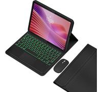EHLCYS Custodia con Tastiera per Lenovo Tab 10.1 Pollici 2025 (TB-311FU/TB-311XU), Tastiera Touchpad Staccabile Retroilluminazione 7 Colori, Custodia Protettiva Pu Ultrasottile con Mouse,Nero