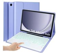 EHLCYS Custodia con Tastiera per Samsung Galaxy Tab A9 Plus / A9+ 5G 11 Pollici Modello (SM-X210/X216/X218), Pad Multi-Touch Tastiera Staccabile Retroilluminata 7 Colori con Portapenna S,Viola