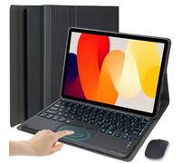 EHLCYS Custodia con Tastiera per Xiaomi Redmi Pad SE 11 Pollici 2025/2023, Layout Italiano Tastiera Bluetooth con Touchpad Intelligente Staccabile E Retroilluminazione A 7 Colori con Mouse,Nero