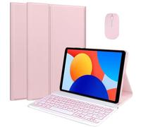 EHLCYS Custodia con Tastiera per Xiaomi Redmi Pad SE 8,7 Pollici 2024, Tastiera Magnetica Retroilluminata Wireless Bluetooth Staccabile A 7 Colori, Custodia Ultrasottile con Mouse,Rosa