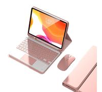EHLCYS Custodia con Tastiera Touchpad per Samsung Galaxy Tab A7 10,4 Pollici 2020 Modello SM-T500/T505/T507, Tastiera Bluetooth Wireless Rimovibile, Cover Posteriore in Morbido TPU,Rosa