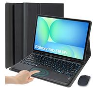 EHLCYS Custodia Con Tastiera Touchpad Per Samsung Galaxy Tab S10 FE+ Plus 13,1 Pollici 2025 Modello (SM-X620/X626), Tastiera Staccabile Con Retroilluminazione 7 Colori, Portapenne e Mouse,Nero
