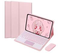 EHLCYS Custodia Con Tastiera Touchpad Per Xiaomi Pad 5 /Pad 5 Pro 11 Pollici 2021, Tastiera Bluetooth Rimovibile Retroilluminata A 7 Colori, Cover Posteriore In TPU Ultrasottile Con Mouse,Rosa