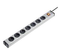 Ehmann 0601x00072031 Ciabatta elettrica Universale in Alluminio, 7 Prese, con Interruttore Illuminato, Cavo da 1,5 m