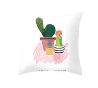 EHOMERY Federe Cuscini Letto Fantasia Copricuscino Sedie Cucina Dipingere Piante Cactus Seta Copricuscini Federa Fodera per Decorazione del Divano Soggiorno Bianco 18X18 Inches