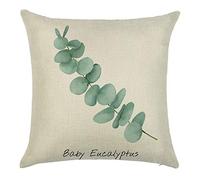 EHOMERY Federe Cuscini Tropicali Cuscino Antiacaro Anallergico Eucalipto Seta Copricuscini Fodere Letto Personalizzate Copricuscino Impermeabile Giardino Soggiorno Beige Verde 18X18 Inches