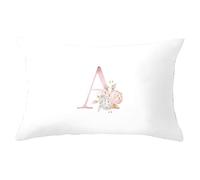 EHOMERY Fodere Cuscini Fantasia Copricuscino Elastico Fiore di Rosa 12 Lettere Inglesi A Seta Copricuscini Federe Letto Singolo Antiacaro Decorazione Soggiorno Bianco 30X20 Inches