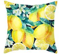 EHOMERY Fodere Cuscini Microfibra Federa Cuscino Zip Fiori di Limone Velluto Copricuscini Federe Divano Rettangolari Fodera per Decorazione Giallo Blu-Verde 16X16 Inches