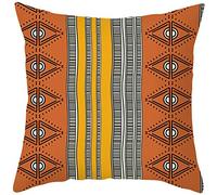 EHOMERY Fodere Cuscini per Panche Copricuscino Microfibra Modello Astratto Cerchio Triangolo Lino Copricuscini Federe Outdoor Federa Cuscinetto Divano Soggiorno Giallo Marrone 20X20 Inches