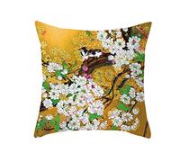 EHOMERY Fodere Cuscini Rettangolari per Divano Copricuscino Seta Due Uccelli Bianchi Fiori Gialli Copricuscini Federe Letto Matrimoniale Fantasia Fodera Fasciatoio Arancio Bianco 16X16 Inches