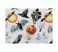 EHOMERY Lino Tovaglietta Ospiti Tovagliette x Colazione Halloween Set di 1, Cotone da Tavola Antisdrucciolo Resistente Calore Ad Asciugatura Rapida per Quotidiana, 32x42cm