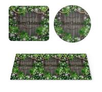 EHOMERY Tappetino Mouse E Tastiera Mouse Pad Legami Natale Tappetino Mouse Piccolo Mouse Pad xxl Per Decorare La Scrivania - 3 Pack [30x80 cm, 20x24 cm And Dia 20 cm]