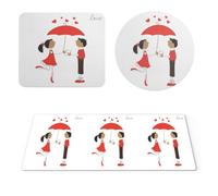EHOMERY Tappetino Mouse Medio Office Desk Mat San Valentino Tappetino per Il Mouse Legami Tappetini Mouse Inter - 3 Pack [30x80 cm, 20x24 cm And Dia 20 cm]