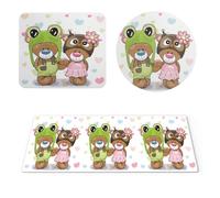EHOMERY Tappetino Mouse Ragazza Pad Gaming Japanese Simpatico Cartone Animato Per Bambini Tastiera xxl Legami - 3 Pack [30x80 cm, 20x24 cm And Dia 20 cm]