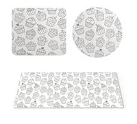 EHOMERY Tappetino Per Il Mouse Legami Tappetini Mouse Piccoli Torta Graffiti Tappetino Mouse Rotondo Mouse Pad Inter - 3 Pack [30x80 cm, 20x24 cm And Dia 20 cm]