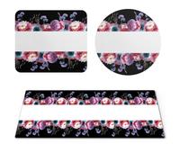EHOMERY Tappetino Per Il Mouse Personalizzato Journey Desk Mat Fiore Tappetino Mouse Macbook Mouse Pad Legami Per Decorare La Scrivania - 3 Pack [30x80 cm, 20x24 cm And Dia 20 cm]