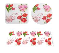 EHOMERY Tappetino per Mouse Grande Mouse Pad Fellowes Fiore Tappetino Mouse 2 Pezzi Desk Mat XL per Decorare La Scrivania - 3 Pack [30x80 cm, 20x24 cm And Dia 20 cm]