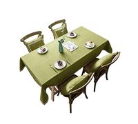 EHOMERY Tovaglia con Tovaglioli Cotone Copritavolo con Elastico Quadrato Ricamo Tovaglia Quadrata Tovaglie Lino Biancheria Verde Decorazione per La Protezione del Tavolo da Cucina 140X220Cm