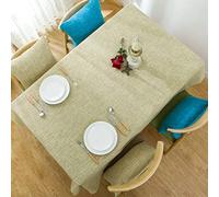 EHOMERY Tovaglia Cotone Rettangolare 4 Posti Tovaglie Soggiorno Stile Semplice di Colore Puro Rustica Americane Giallo Beige Decorazione per Protezione del Tavolo da Cucina 140X200Cm