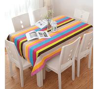 EHOMERY Tovaglia Damascata Antimacchia Tovaglie Tavolo Centrale Striscia Colorata Arredo Cucina Copri Impermeabile Cotone Arcobaleno Decorazione La Protezione del 140X220Cm