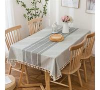 EHOMERY Tovaglia E Tovaglioli Lino Tovaglie Natalizie Cotone Stile Strisce Semplice Elegante Rettangolari Belle Grigio Decorazione per Protezione del Tavolo da Cucina 120X180Cm