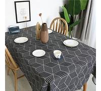 EHOMERY Tovaglia Rettangolare Natura Copri Tavolo Pranzo Geometria Tovaglia Poliestere Quadrata Tovaglie da Tavola Vingi Cotone Nero Decorazione per La Protezione del Tavolo da Cucina 140X250Cm