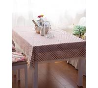 EHOMERY Tovaglia Rettangolare Scozzese Tovaglie Rettangolari da 8 in Cotone Fragola con Pizzo Tavola Quadrata 4 Posti Cotone Lino Rosso Decorazione per Protezione del Tavolo Cucina 140X200Cm