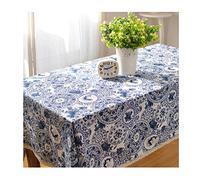 EHOMERY Tovaglia Stoffa Elegante Tovaglie Fantasia Cotone Motivo in Porcellana Bianca Blu Plastificata Copritavolo Moderno Cerata Blu Bianco Decorazione per Protezione Cucina 70X70Cm