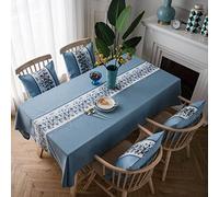 EHOMERY Tovaglia Tavolo Alto Copritavolo Genius Rettangolare Semplice con Pietra Set Cucina Panno Poliestere Blu Decorazione per Protezione 135X180Cm