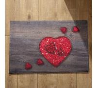 EHOMERY Zerbino Ingresso Interno Piccolo Tappeto da Cucina Amore Zerbino per Esterno Tappetino Bagno Doccia Cotone 50x80cm, Zerbino Decorativo in Cotone Felpato Antiscivolo