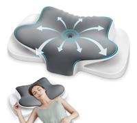Ehomfory Cuscino Cervicale, 2 in 1 Ergonomico Cuscino in Memory Foam per Dormire, Cuscino per Supporto Cervicale con Federa Sfoderabile e Lavabile, Grigio
