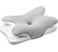 Ehomfory Cuscino Cervicale per Dormire, 2 in 1 Cuscini Laterali in Schiuma di Memoria per il Sonno Cuscino Ergonomico di Supporto al Collo per Migliorare la Qualità del Sonno, 65x37x10/12cm, Argento