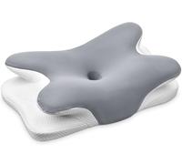 Ehomfory Cuscino Cervicale per Dormire, 2 in 1 Cuscino Ergonomico in Memory Foam, Cuscino per Supporto Cervicale con Federa Sfoderabile e Lavabile, 62x41x9/12 cm (Grigio)