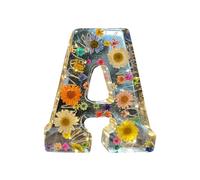 EHOTER Lettere in resina con fiori, luce notturna in resina, motivo floreale, luce notturna, lettere floreali in resina con fiori, regalo per mamma, moglie, fidanzata (A)