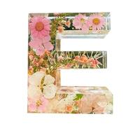 EHOTER Lettere in resina con fiori, luce notturna in resina, motivo floreale, luce notturna, lettere floreali in resina con fiori, regalo per mamma, moglie, fidanzata (E)