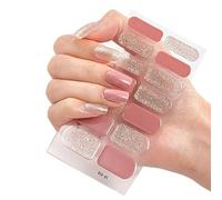 EHOTER Set di 14 adesivi per unghie in gel semi-indurito, adesivi per unghie, per lampada UV, design 3D per smalto per unghie, adesivi per nail art in gel alla moda (E)