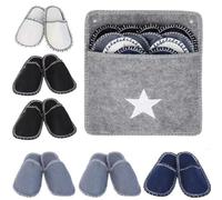 EHOTER Set di 6 paia di pantofole in feltro per Guest House in 3 diverse dimensioni e borsa portaoggetti, pantofole usa e getta antiscivolo, lavabili, pantofole da SPA per viaggi in famiglia (1 set)
