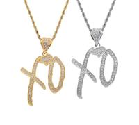 EHOTER Unise - Collana con ciondolo a forma di lettera hip hop xo, accessorio alla moda, regalo creativo, hip hop xo, collana con catena in corda, gioielli hip hop rock rapper per donne e uomini, 48cm