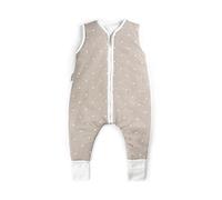 Ehrenkind® - Sacco a Pelo Estivo per Bambini Con Gambe | Sacco Nanna per Neonati e Bebè | Cotone Biologico | Taglia 70 cm Colore Taupe Con Stelle Grigie