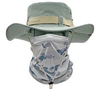 ehsbuy Cappello Mimetico Pescatore Tesa Large Safari Traspirante Boonie Hat Scaldacollo Tattica Mimetica Vegetata per Uomo Pesca Cacca Jungle Paintball CS