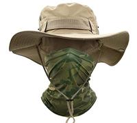ehsbuy Cappello Mimetico Pescatore Tesa Large Safari Traspirante Boonie Hat Scaldacollo Tattica Mimetica Vegetata per Uomo Pesca Cacca Jungle Paintball CS