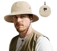 ehsbuy Cappello Pescatore Uomo Donna Safari Impermeabile Cowboy Stile Cappello da Sole Pieghevole Boonie Bucket Hat con Cinghia Regolabile per Trekking Estivo