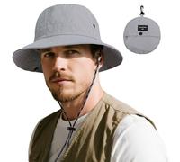 ehsbuy Cappello Pescatore Uomo Donna Safari Impermeabile Cowboy Stile Cappello da Sole Pieghevole Boonie Bucket Hat con Cinghia Regolabile per Trekking Estivo