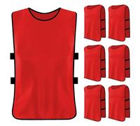Ehuihuan 6 Pezzi Gilet da Allenamento Calcio per Bambini, Pettorine Calcio, Casacche Calcio, Sports Bibs Ragazzi, Pettorine per Allenameto Sport Squadra per Netball Rugby Calcio Formazione (Rosso)