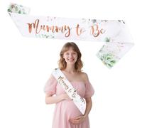 Ehuixinsheng 1 fascia con scritta "Mummy to be", per baby shower, per ragazzi e ragazze, verde salvia, fogliame scintillante, fascia dorata per la futura mamma per rivelare il genere e decorazioni per
