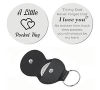 Ehuixinsheng Pocket Hug Gifts for Dad,Double Sided Pocket Hug Token in acciaio inox con cuoio, regalo di Natale per la festa del papà, regalo di compleanno, miglior regalo per papà da parte della