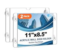 EHWINE Confezione da 2 supporti per cartelli pubblicitari in acrilico 20,5 x 28 cm, orizzontali, con 4 ventose, cornici in acrilico trasparente, montaggio a parete, per negozi, scuola, ufficio, casa