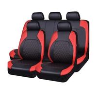 EHWLFVX Set Copri-Sedile Coprisedile Per Auto Da 9 Pezzi Con Una Sola Linea Trapuntato A Rombi In Pelle Sintetica Coprisedili Auto(Black and red)